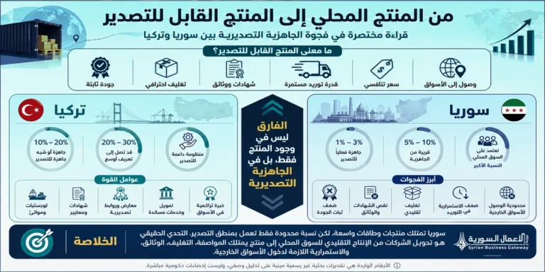 بين المنتج المحلي والمنتج القابل للتصدير: أين تكمن فجوة الجاهزية لدى الشركات السورية؟