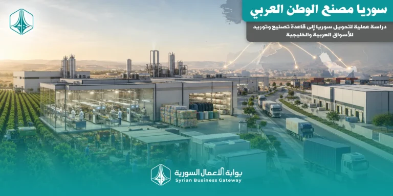 سوريا مصنع الوطن العربي: دراسة عملية لتحويل سوريا إلى قاعدة تصنيع وتوريد للأسواق العربية والخليجية