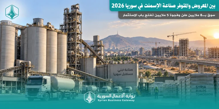 صناعة الإسمنت في سوريا 2026: سوق بـ8 ملايين طن وفجوة 5 ملايين تفتح باب الاستثمار