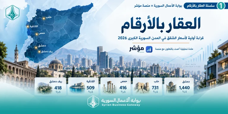 العقار بالأرقام | من دمشق إلى الساحل: ماذا تكشف بيانات 2026 عن أسعار الشقق في المدن السورية الكبرى؟